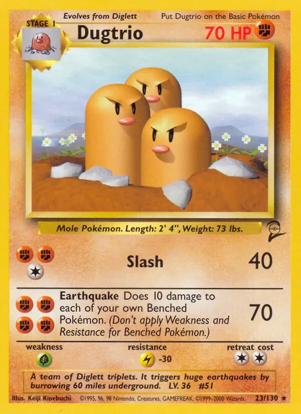 Dugtrio 23/130 Base Set 2 Pokémon card