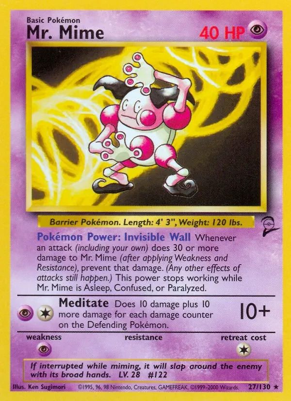 Mr. Mime 27/130 Base Set 2 Pokémon card