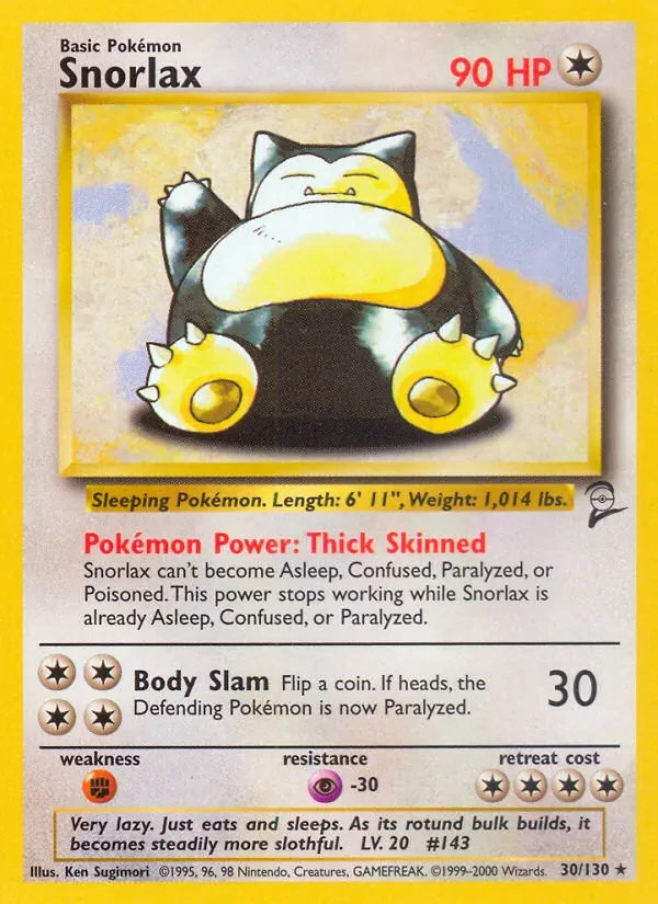 Carta Pokémon Snorlax 30/130 Base Set 2