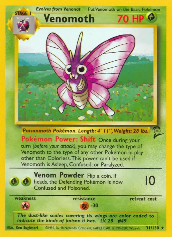 Venomoth 31/130 Base Set 2 Pokémon Karte