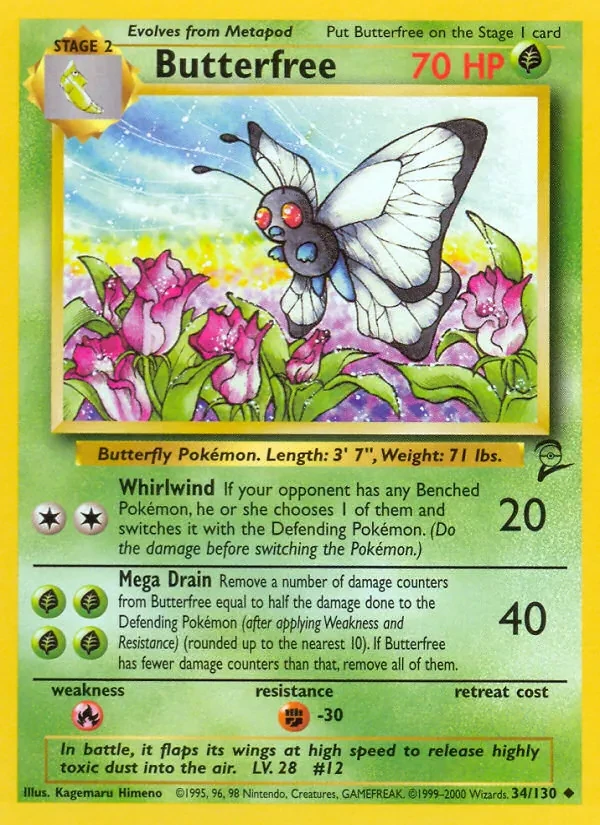 Butterfree 34/130 Base Set 2 Pokémon card
