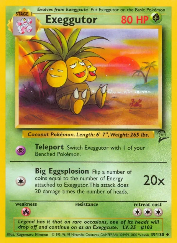Exeggutor 39/130 Base Set 2 Pokémon Karte