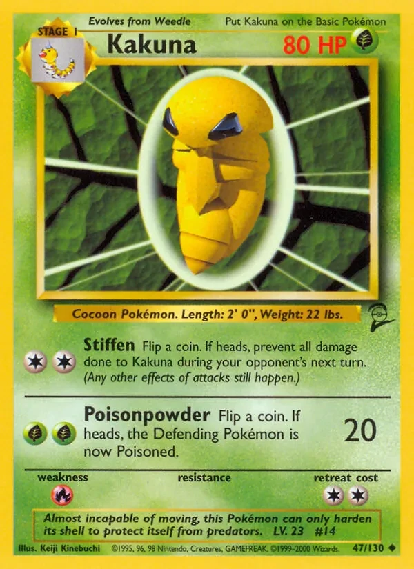Kakuna 47/130 Base Set 2 Pokémon Karte