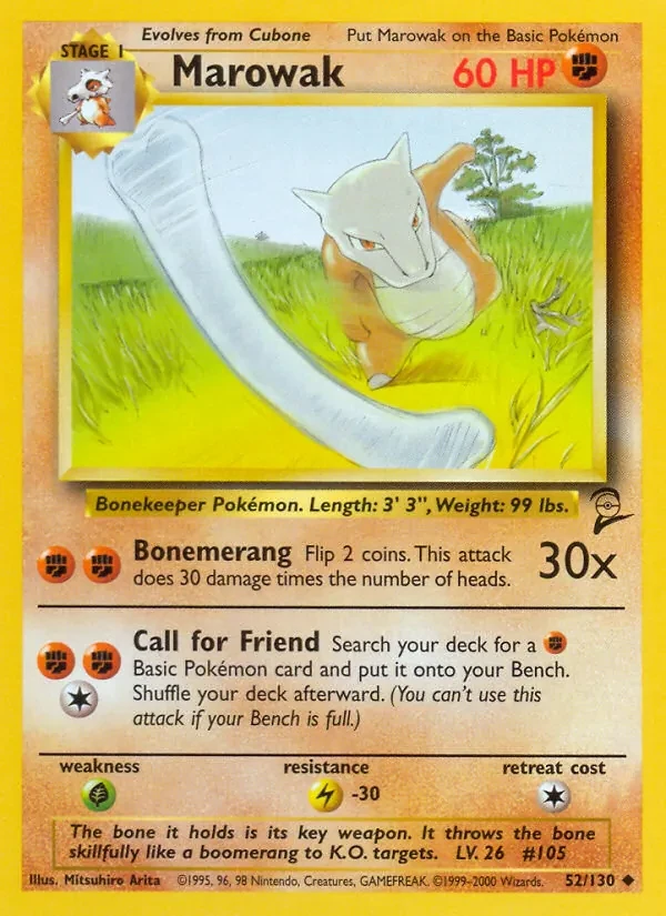 Marowak 52/130 Base Set 2 Pokémon card
