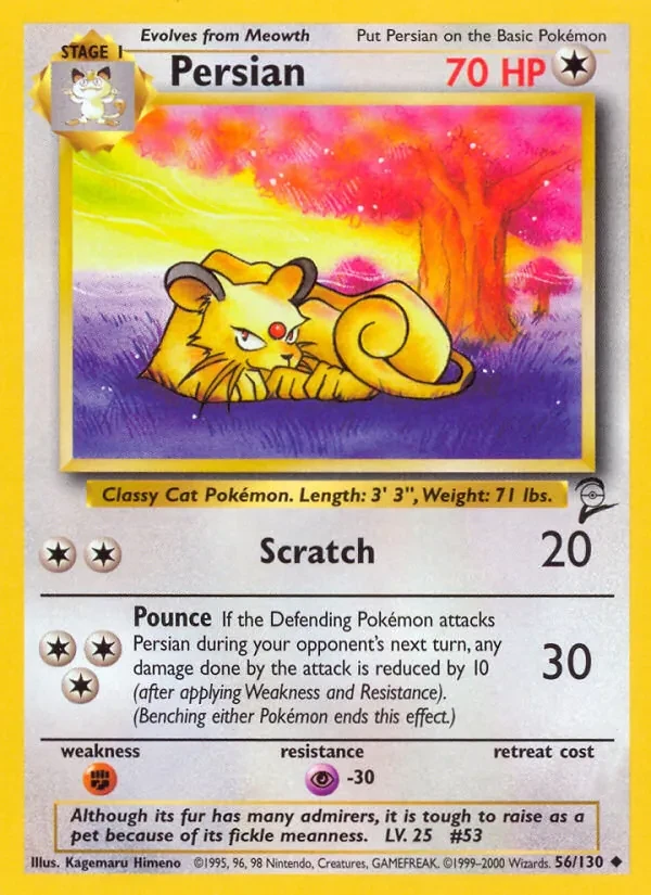 Carta Pokémon Persian 56/130 Base Set 2