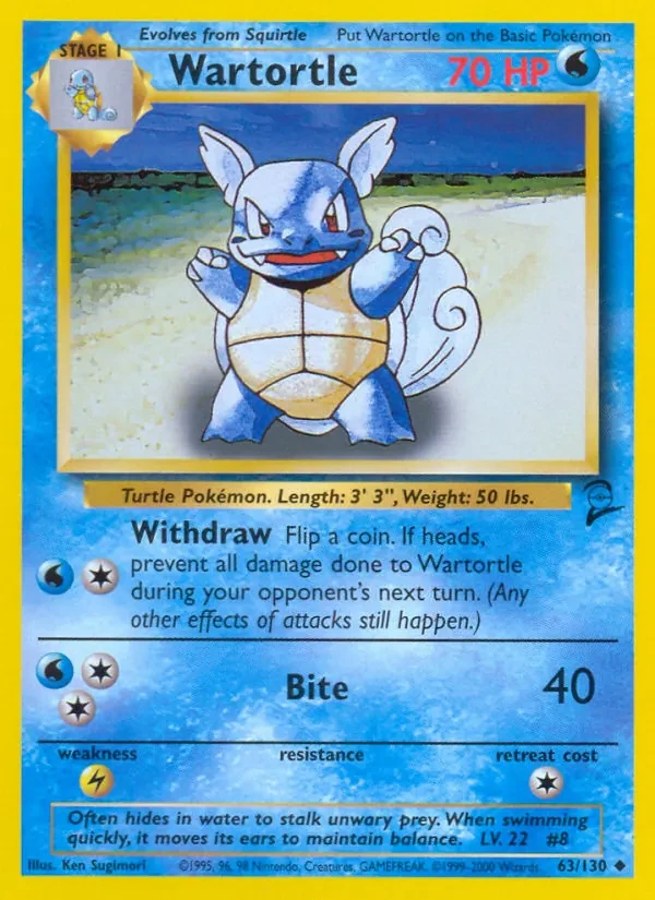Wartortle 63/130 Base Set 2 Pokémon card