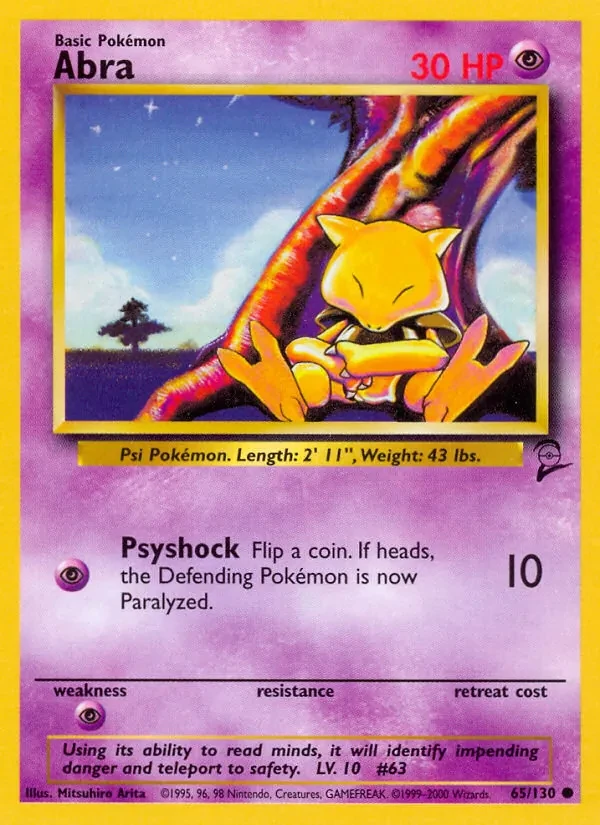 Abra 65/130 Base Set 2 Pokémon card