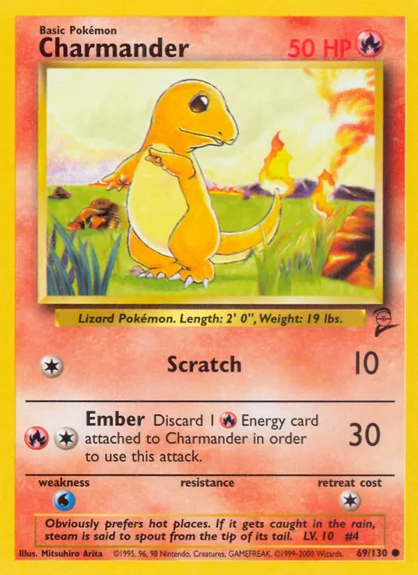 Charmander 69/130 Base Set 2 Pokémon card