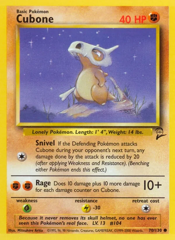 Cubone 70/130 Base Set 2 Pokémon Karte