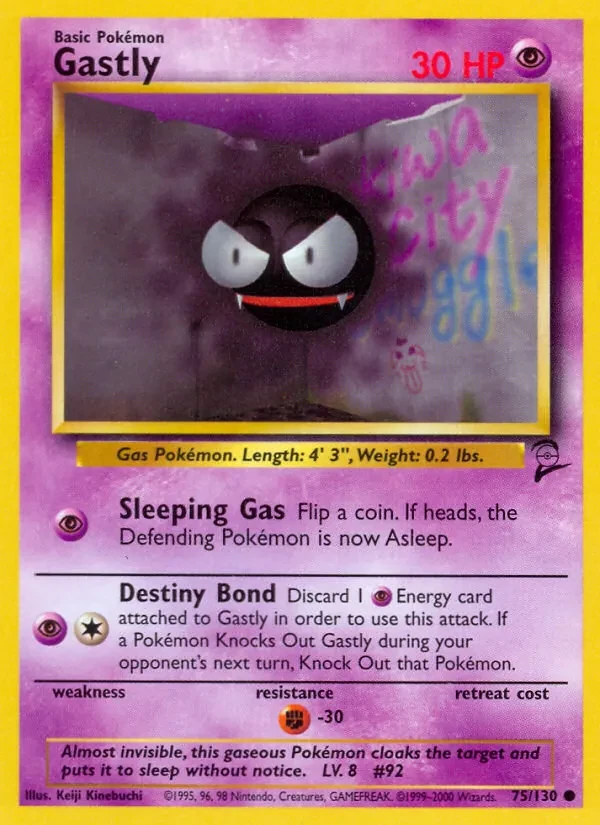 Gastly 75/130 Base Set 2 Pokémon card
