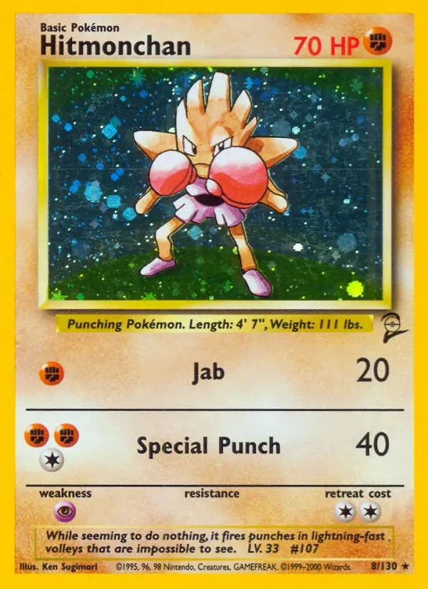 Hitmonchan 8/130 Base Set 2 Pokémon card