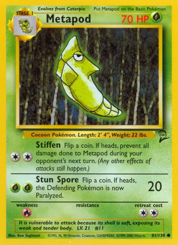 Metapod 81/130 Base Set 2 Pokémon card