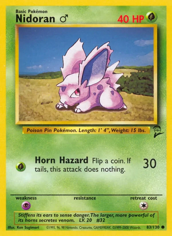 Nidoran♂ 83/130 Base Set 2 Pokémon card