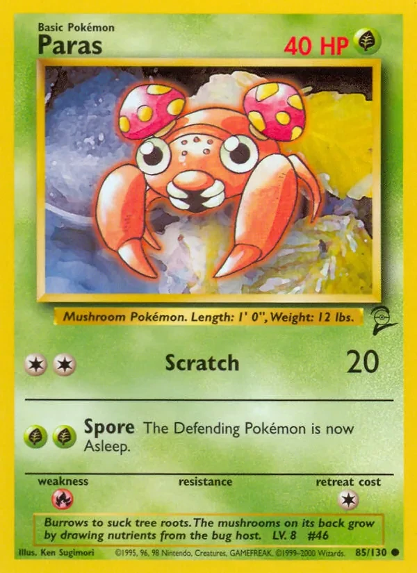 Paras 85/130 Base Set 2 Pokémon card
