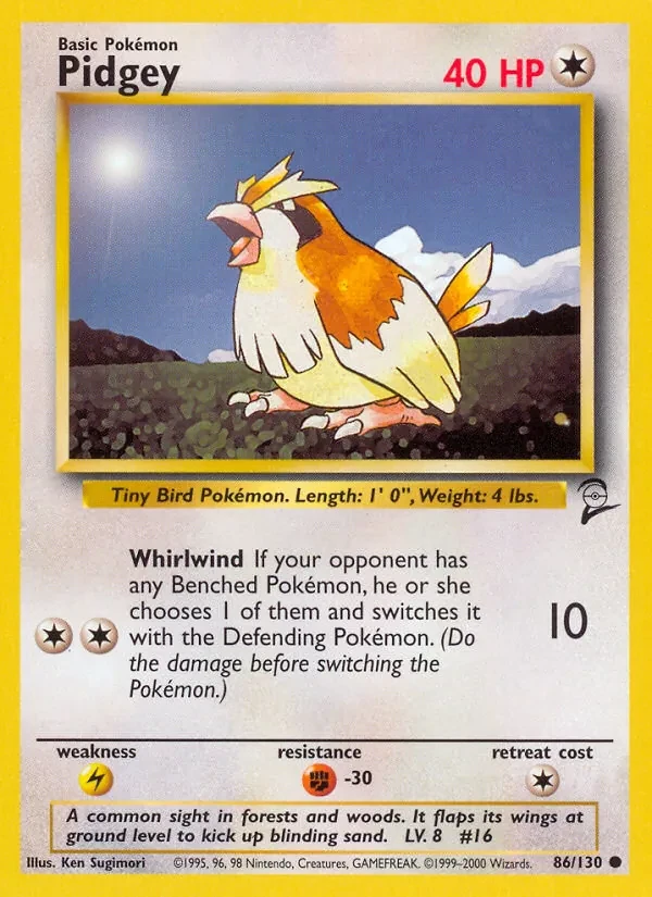 Carta Pokémon Pidgey 86/130 Base Set 2