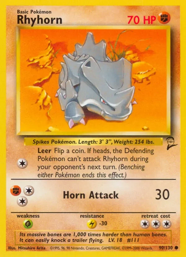 Rhyhorn 90/130 Base Set 2 Pokémon card