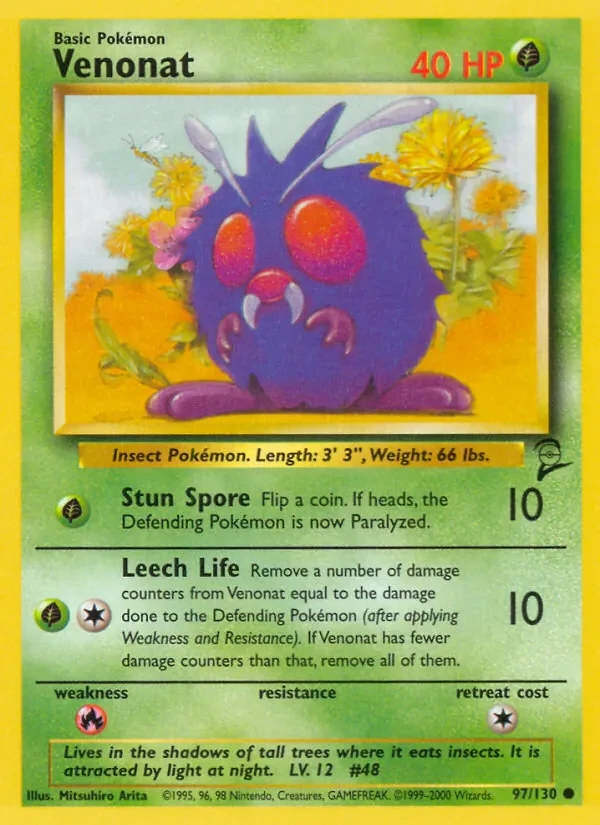 Venonat 97/130 Base Set 2 Pokémon card
