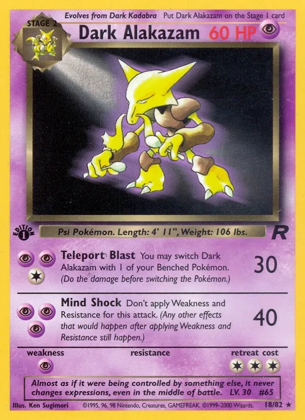 Dark Alakazam 18/82 Team Rocket Pokémon Karte