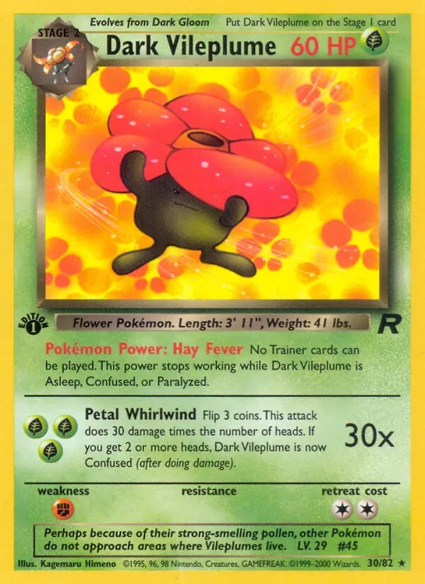 Dark Vileplume 30/82 Team Rocket Pokémon card