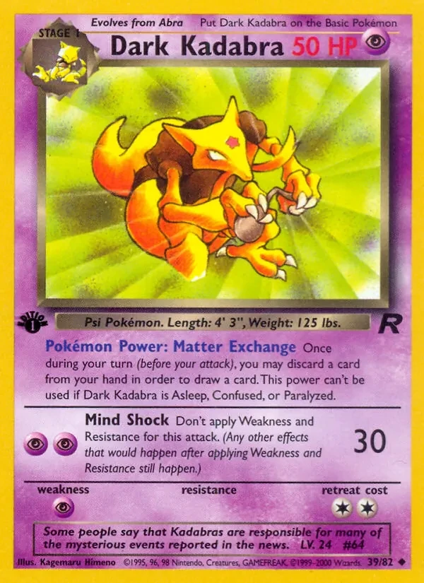 Dark Kadabra 39/82 Team Rocket Pokémon card