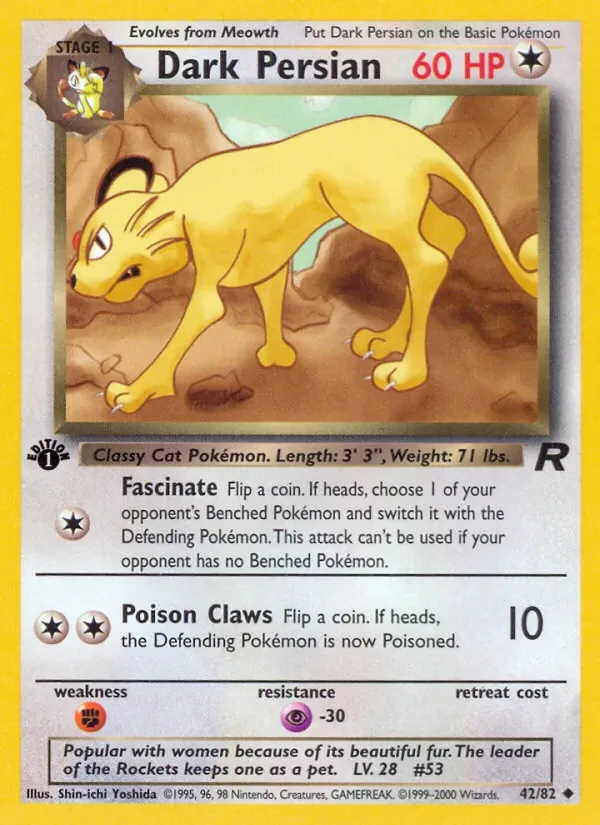 Dark Persian 42/82 Team Rocket Pokémon card
