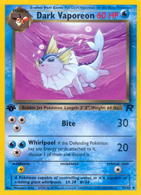 Dark Vaporeon 45/82 Team Rocket Pokémon card