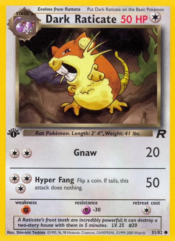 Dark Raticate 51/82 Team Rocket Pokémon card