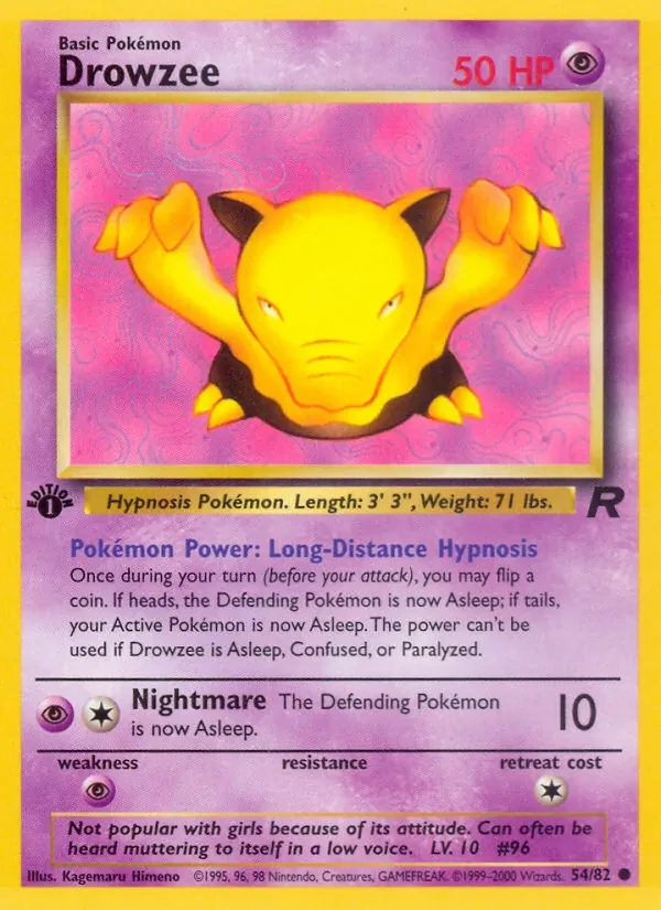 Drowzee 54/82 Team Rocket Pokémon card