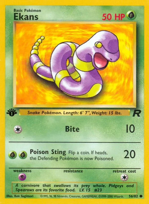 Ekans 56/82 Team Rocket Pokémon card