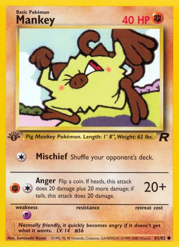 Mankey 61/82 Team Rocket Pokémon Karte