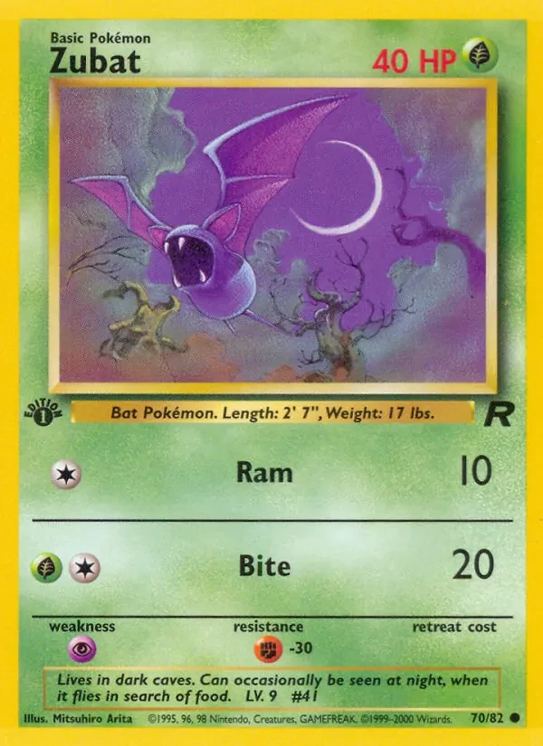 Zubat 70/82 Team Rocket Pokémon Karte