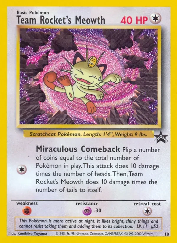Team Rocket's Meowth 18/53 Wizards Black Star Promos Pokémon card
