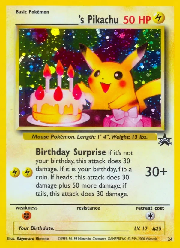 ___________'s Pikachu 24/53 Wizards Black Star Promos Pokémon card