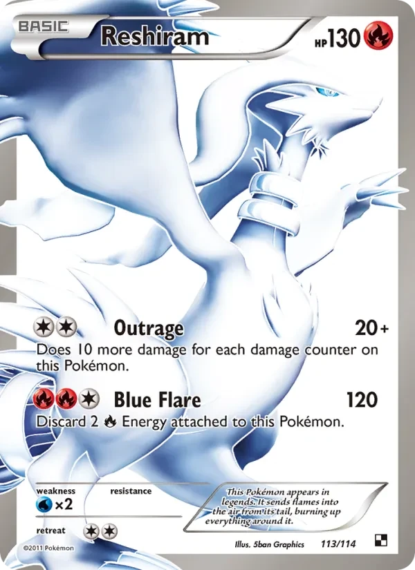 Reshiram 113/114 Black & White Pokémon card