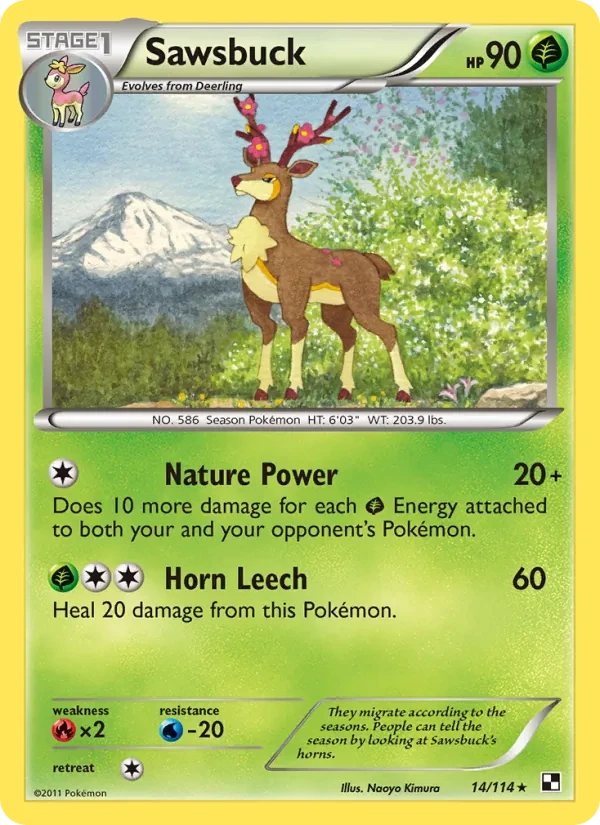 Sawsbuck 14/114 Black & White Pokémon Karte