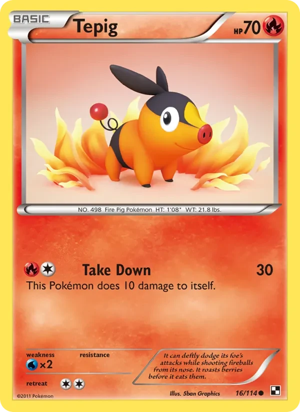 Tepig 16/114 Black & White Pokémon card