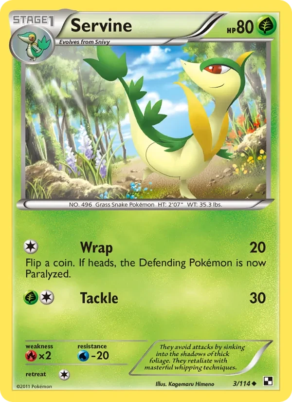 Servine 3/114 Black & White Pokémon card