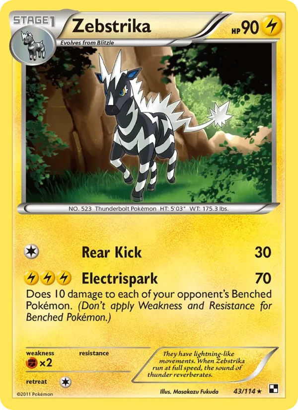 Zebstrika 43/114 Black & White Pokémon card