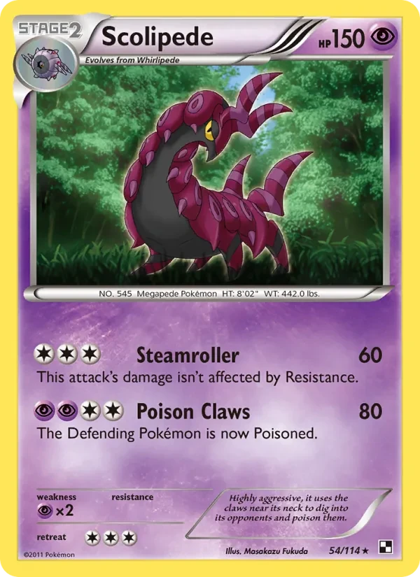 Scolipede 54/114 Black & White Pokémon card