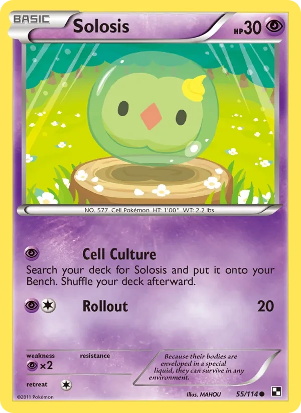 Solosis 55/114 Black & White Pokémon card