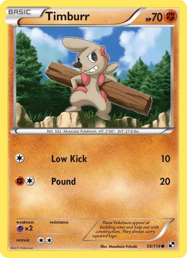 Timburr 59/114 Black & White Pokémon card