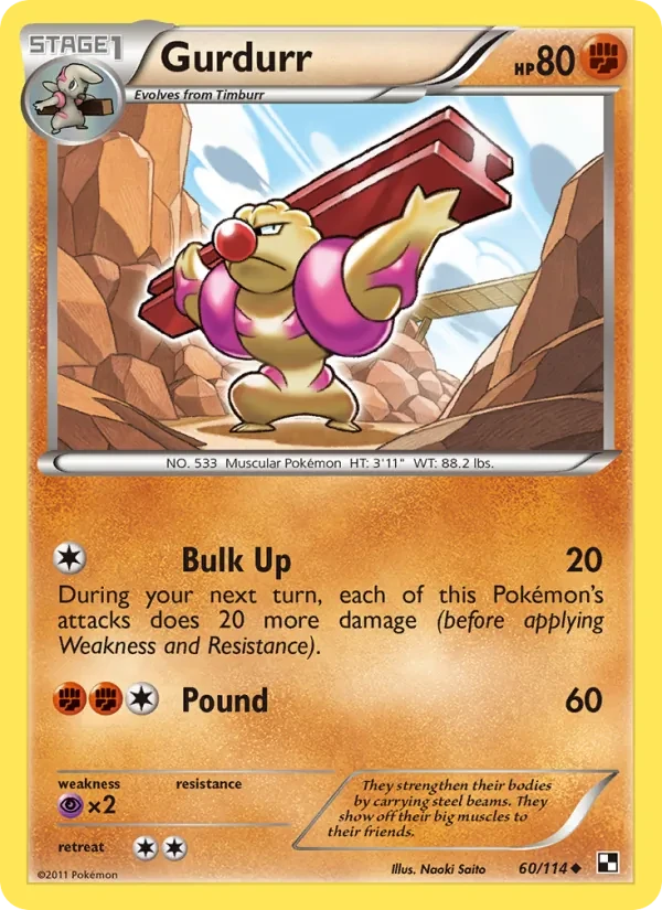 Gurdurr 60/114 Black & White Pokémon card