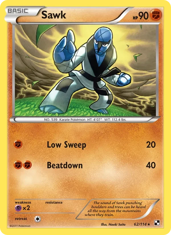 Sawk 62/114 Black & White Pokémon Karte