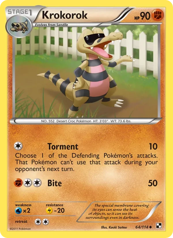 Krokorok 64/114 Black & White Pokémon card