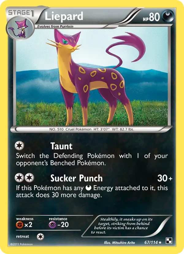 Liepard 67/114 Black & White Pokémon card
