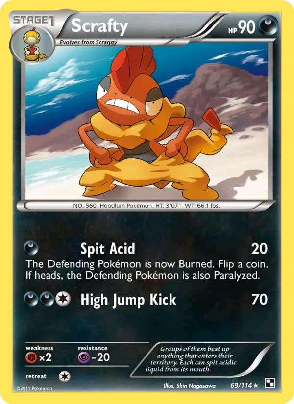Scrafty 69/114 Black & White Pokémon card