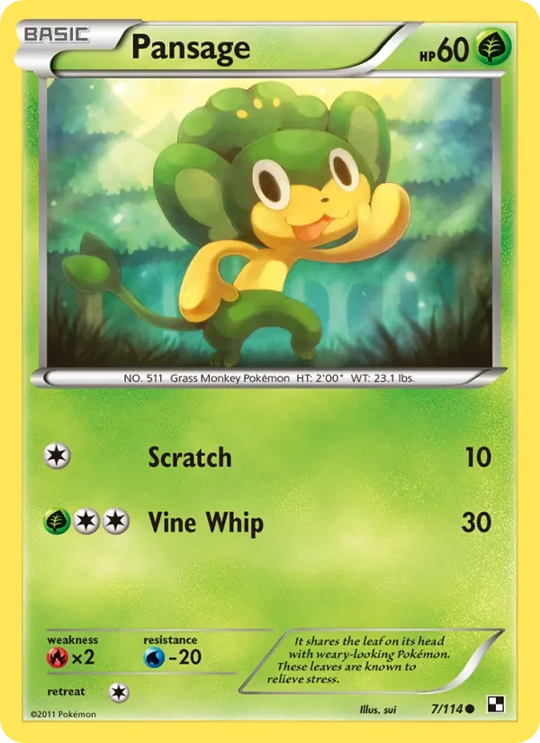 Pansage 7/114 Black & White Pokémon Karte
