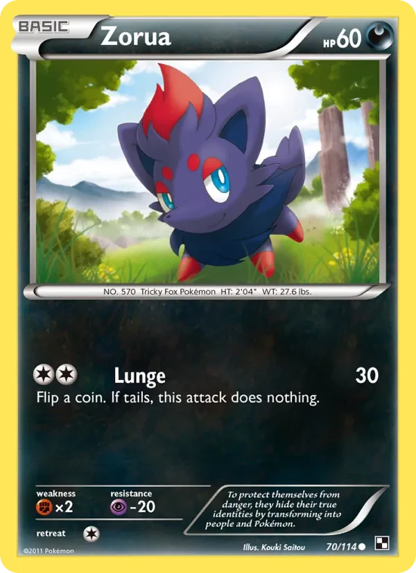 Zorua 70/114 Black & White Pokémon card