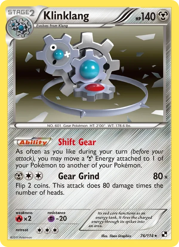 Klinklang 76/114 Black & White Pokémon Karte