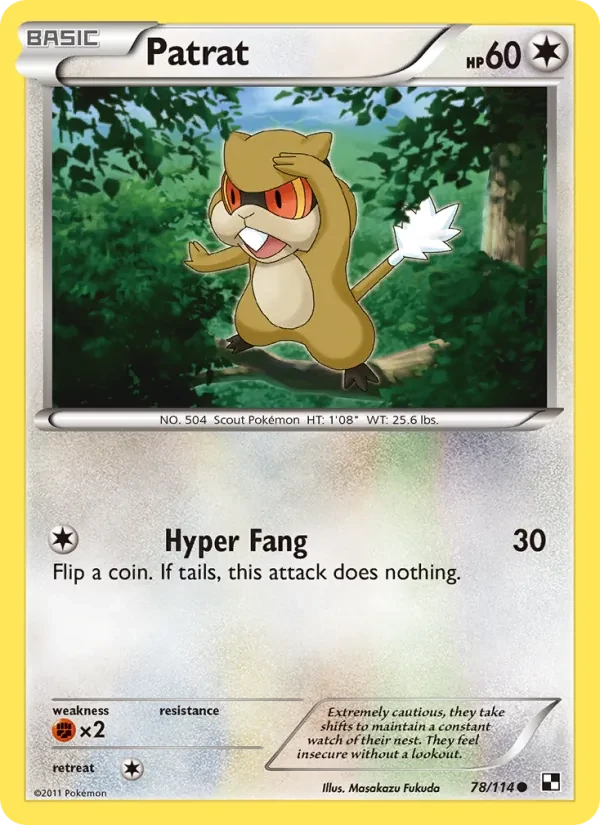 Patrat 78/114 Black & White Pokémon card